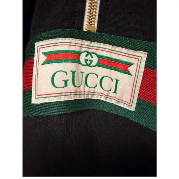 Gucci Black Hoodie with Green and Red Stripe - Picture 7 of 11